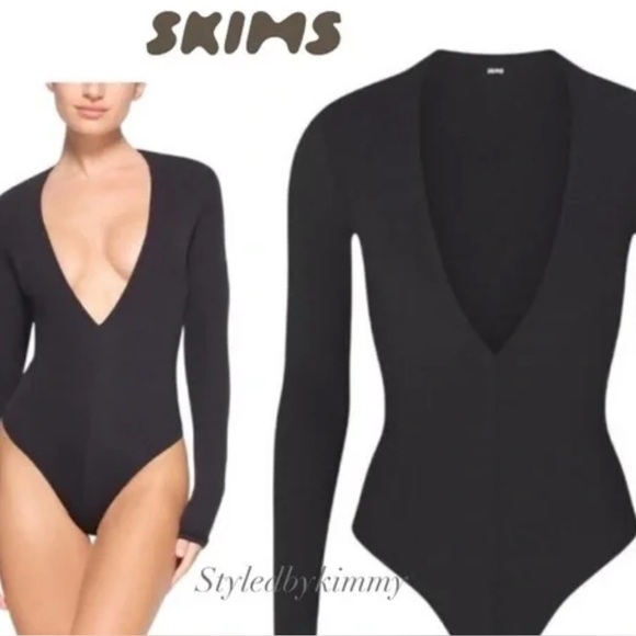 NWT SKIMS Fits Everybody Plunge Bodysuit Onyx - Picture 1 of 5